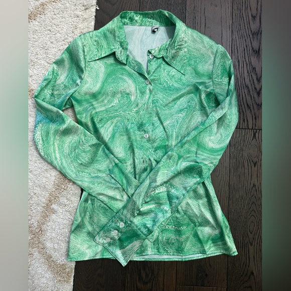 Opening Ceremony Green and White pattern button down - Picture 1 of 1